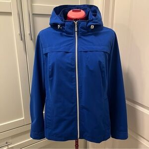 CLEO Petites Mesh Lined Hooded Rain Spring Zip Jacket Cobalt Blue Adjustable XL